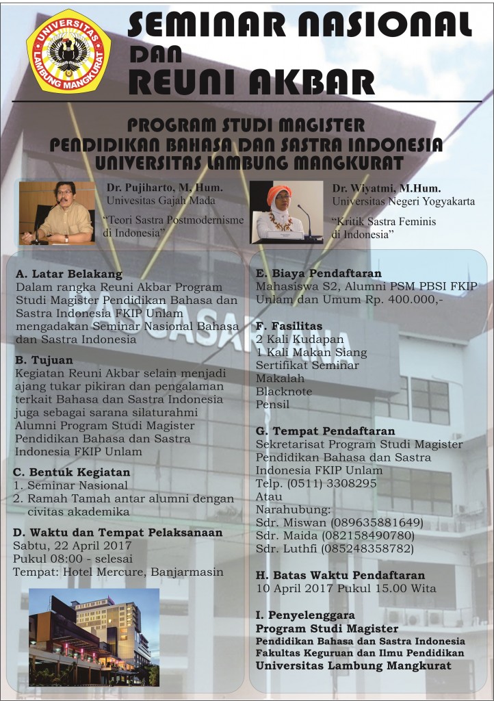 Pamplet Seminar dan Reuni S2 PBSI