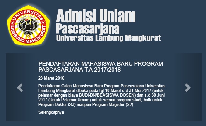 Pendaftaran Mahasiswa Baru Tahun Akademik 2017/2018