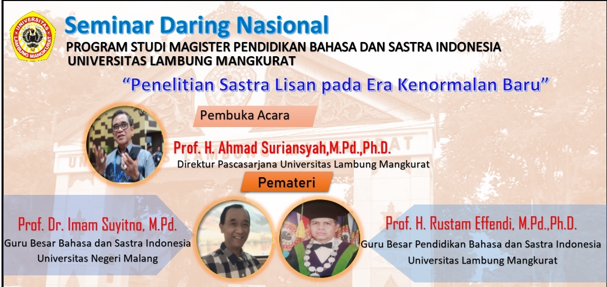 Seminar Daring Nasional “Penelitian Sastra Lisan pada Era Kenormalan Baru