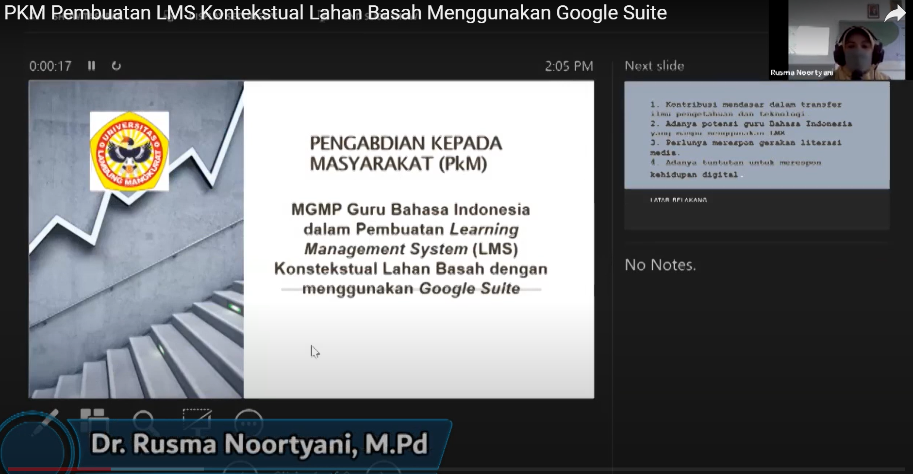 Pelatihan Pembuatan Learning Management System (LMS)  Kontekstual Lahan Basah dengan menggunakan Google Suite Guru Bahasa Indonesia di Kecamatan Banjarmasin Barat Kota Banjarmasin